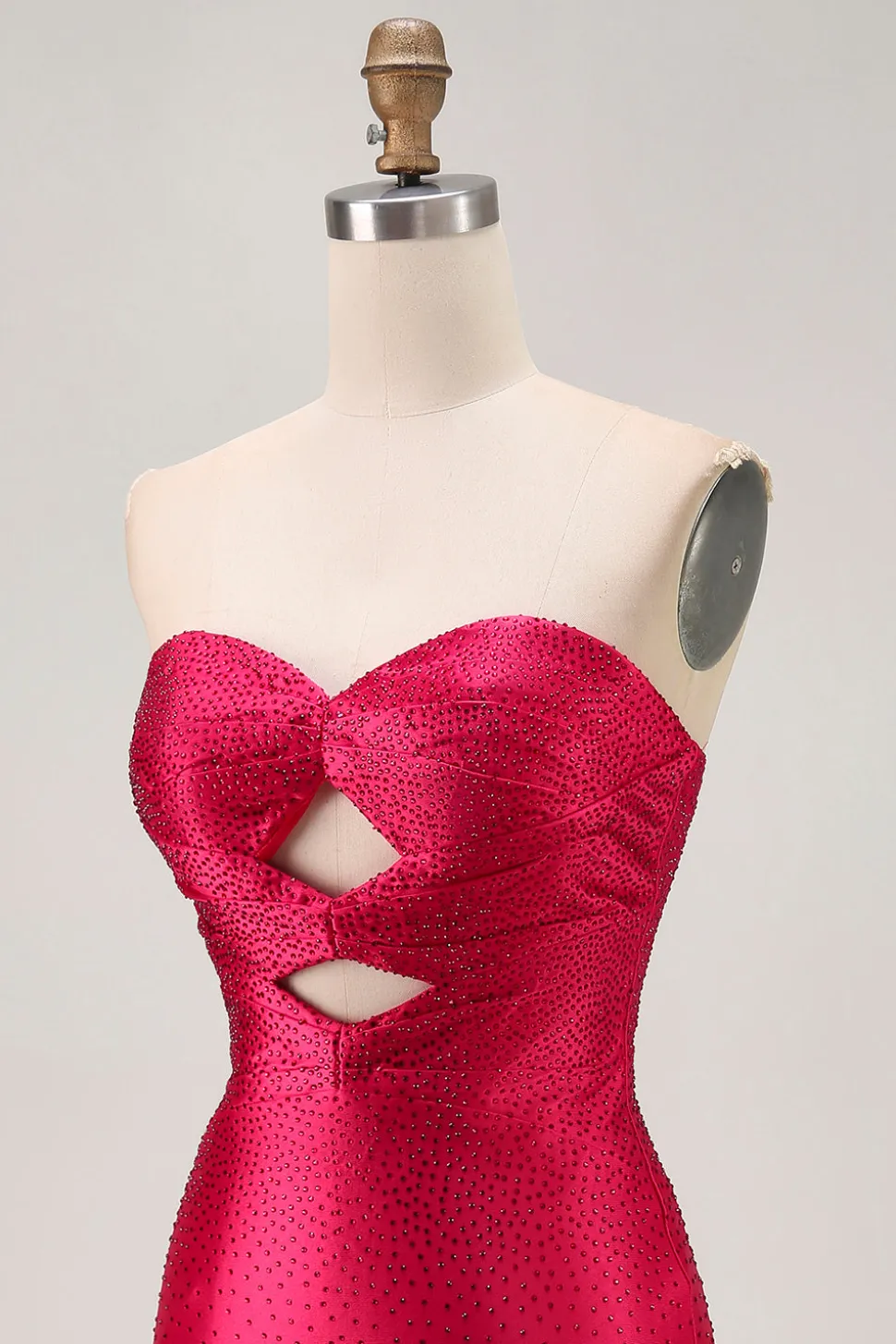 Strapless Cut out Fuchsia frisado vestido apertado Homecoming