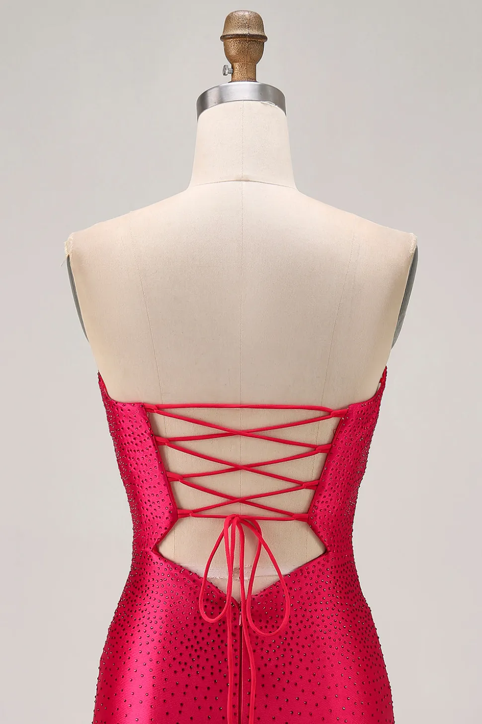 Strapless Cut out Fuchsia frisado vestido apertado Homecoming