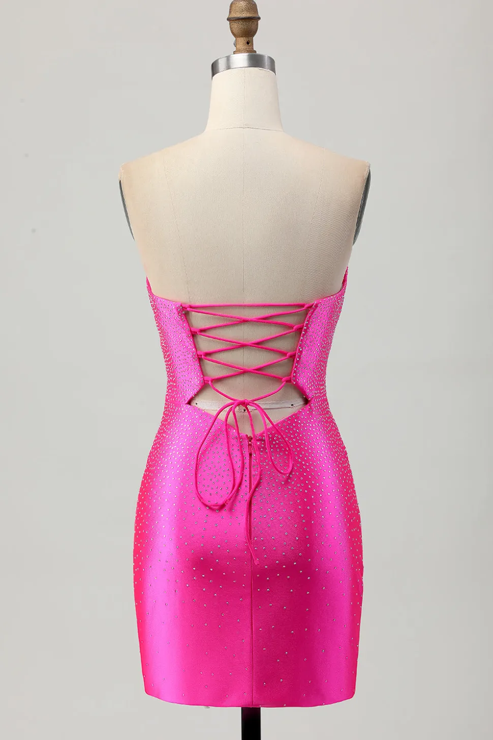 Strapless Cut out Fuchsia frisado vestido apertado Homecoming