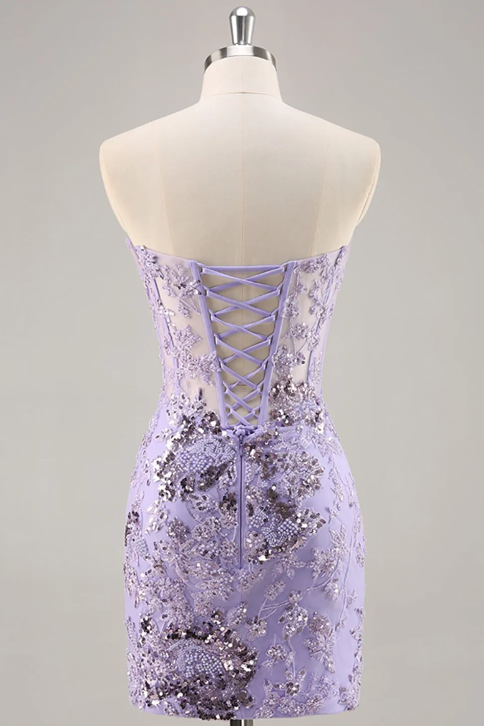 Strapless friso bodycon vestido roxo Homecoming com apliques