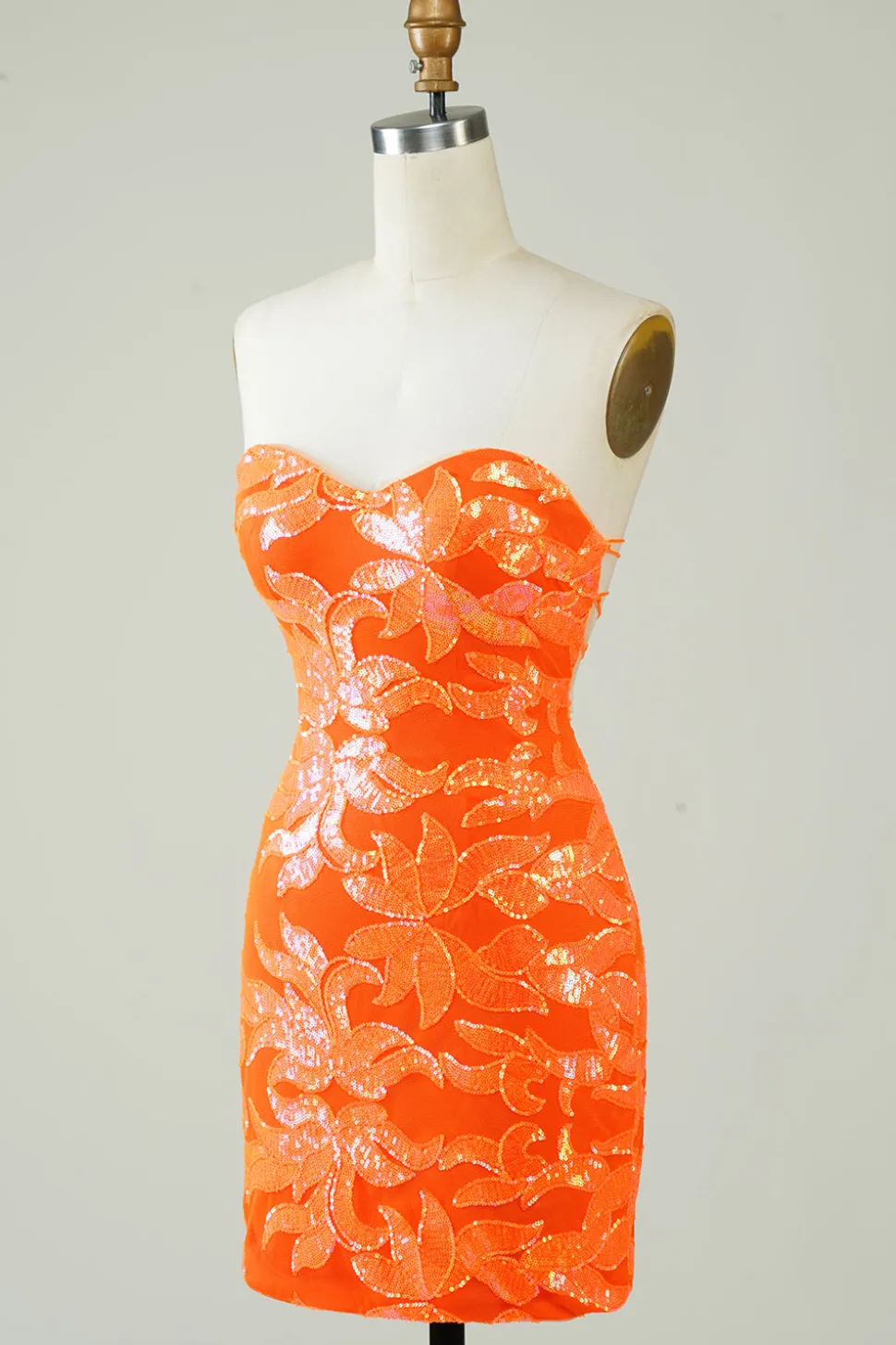 Strapless laranja apertado Homecoming vestido