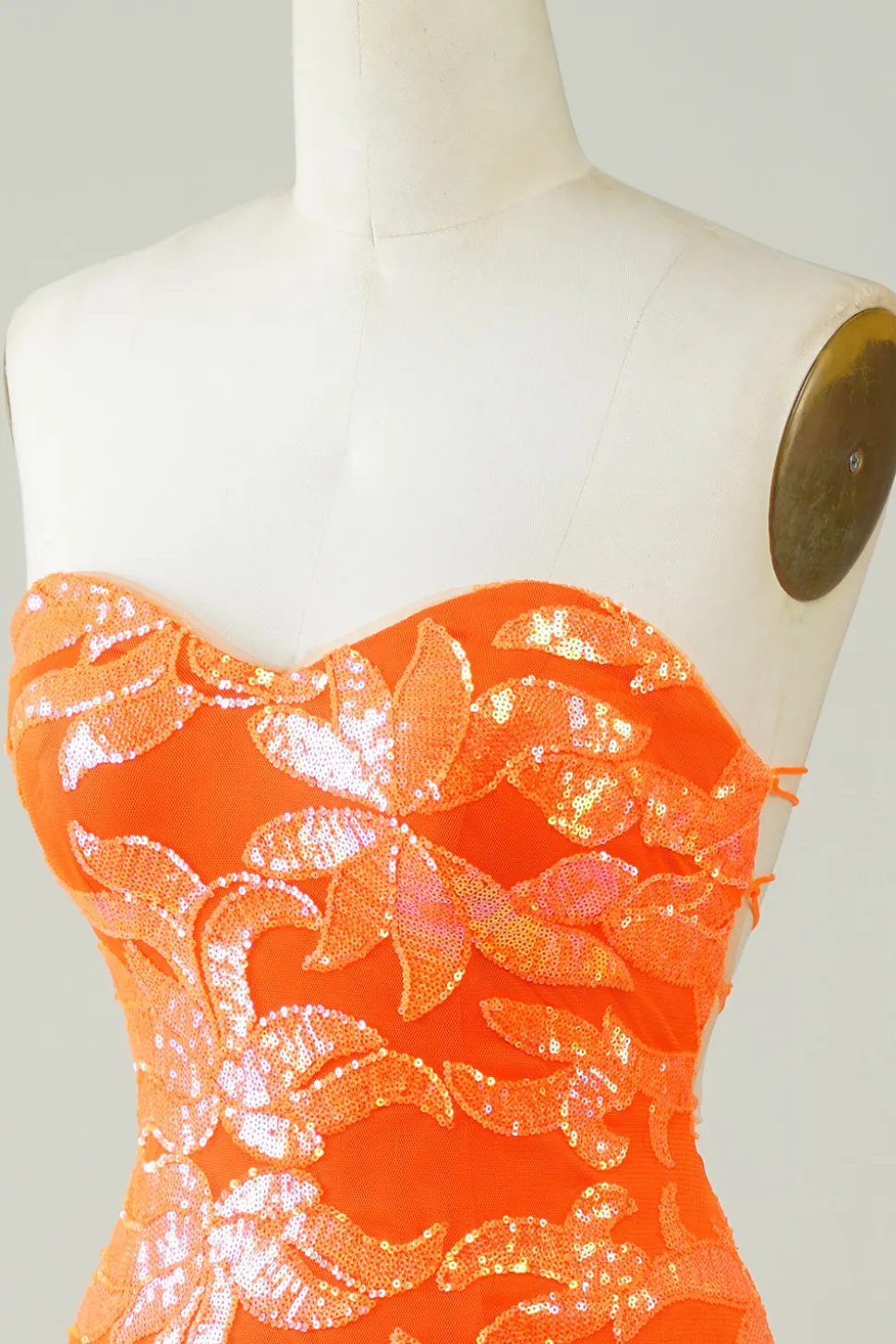Strapless laranja apertado Homecoming vestido