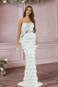 Strapless Preto Sereia Vestido de Noite