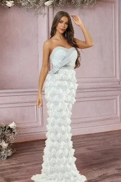 Strapless Preto Sereia Vestido de Noite