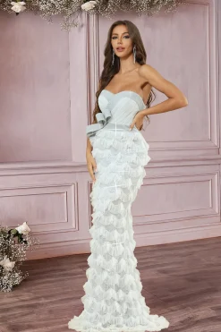 Strapless Preto Sereia Vestido de Noite