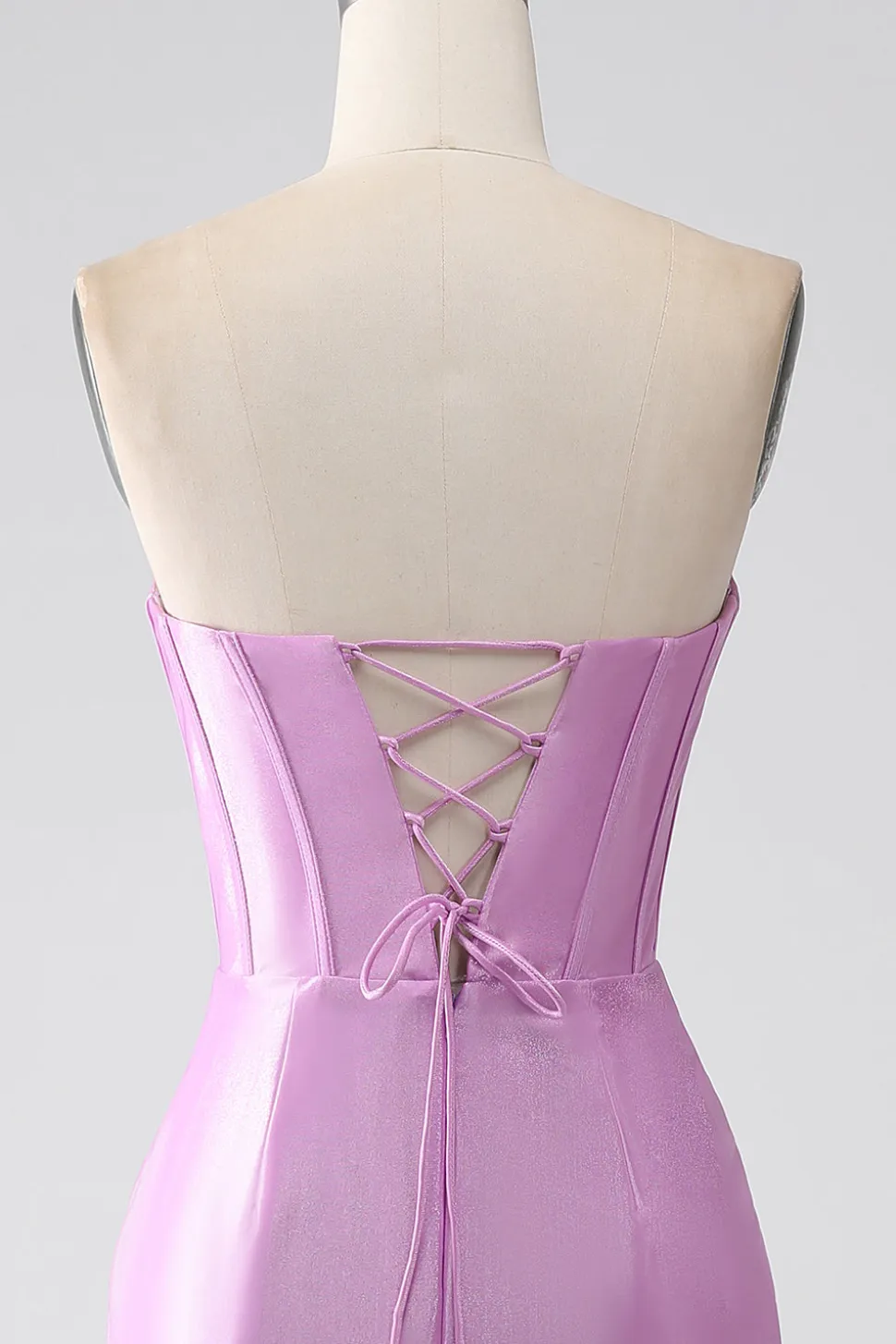 Strapless roxo sereia espartilho vestido de baile com plissado