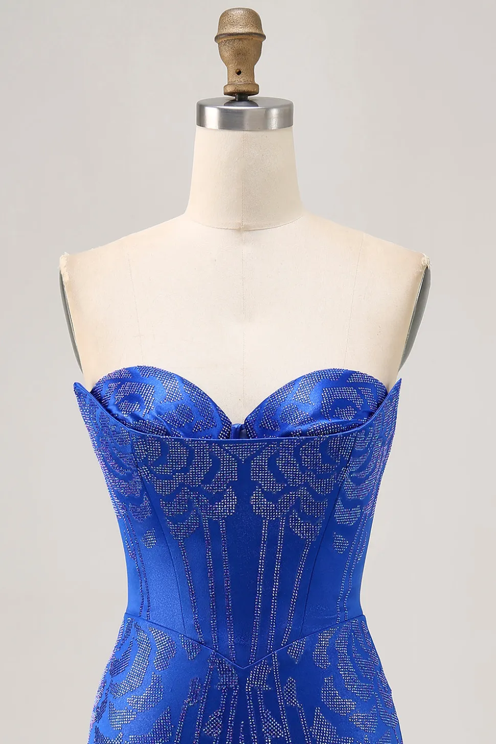 Strapless Royal Blue Frisado Bodycon Vestido Curto Homecoming
