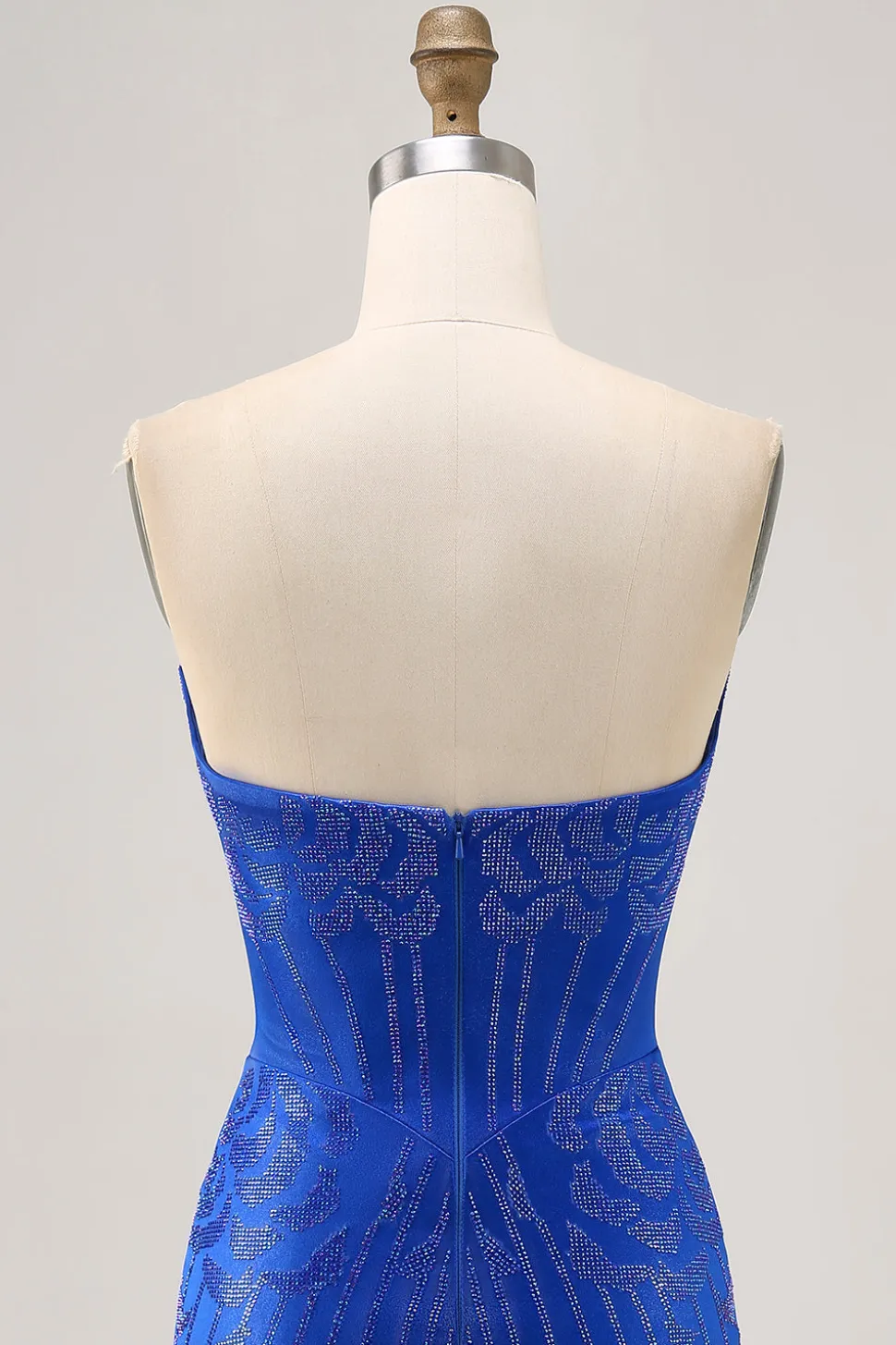 Strapless Royal Blue Frisado Bodycon Vestido Curto Homecoming
