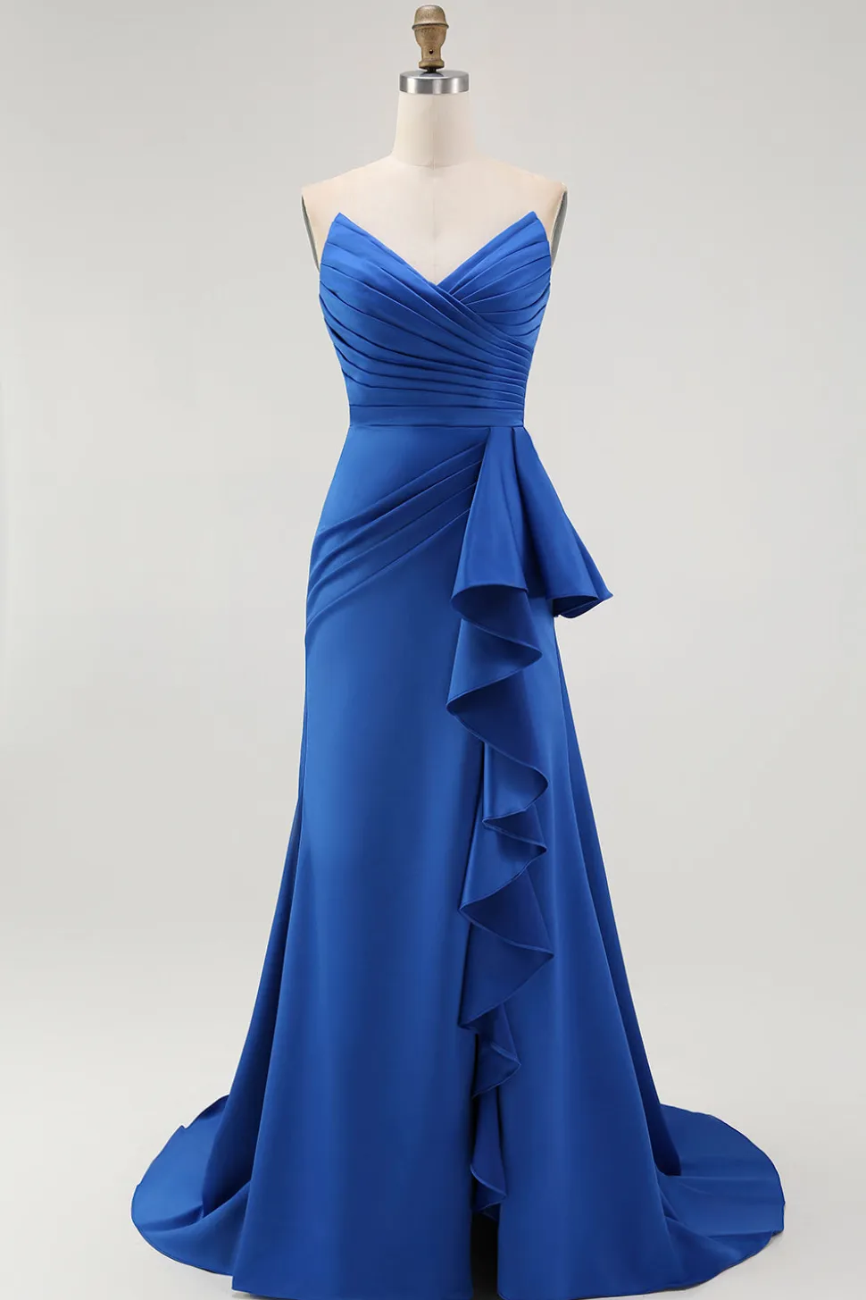 Strapless Royal Blue Sereia Prom Dress com Sash