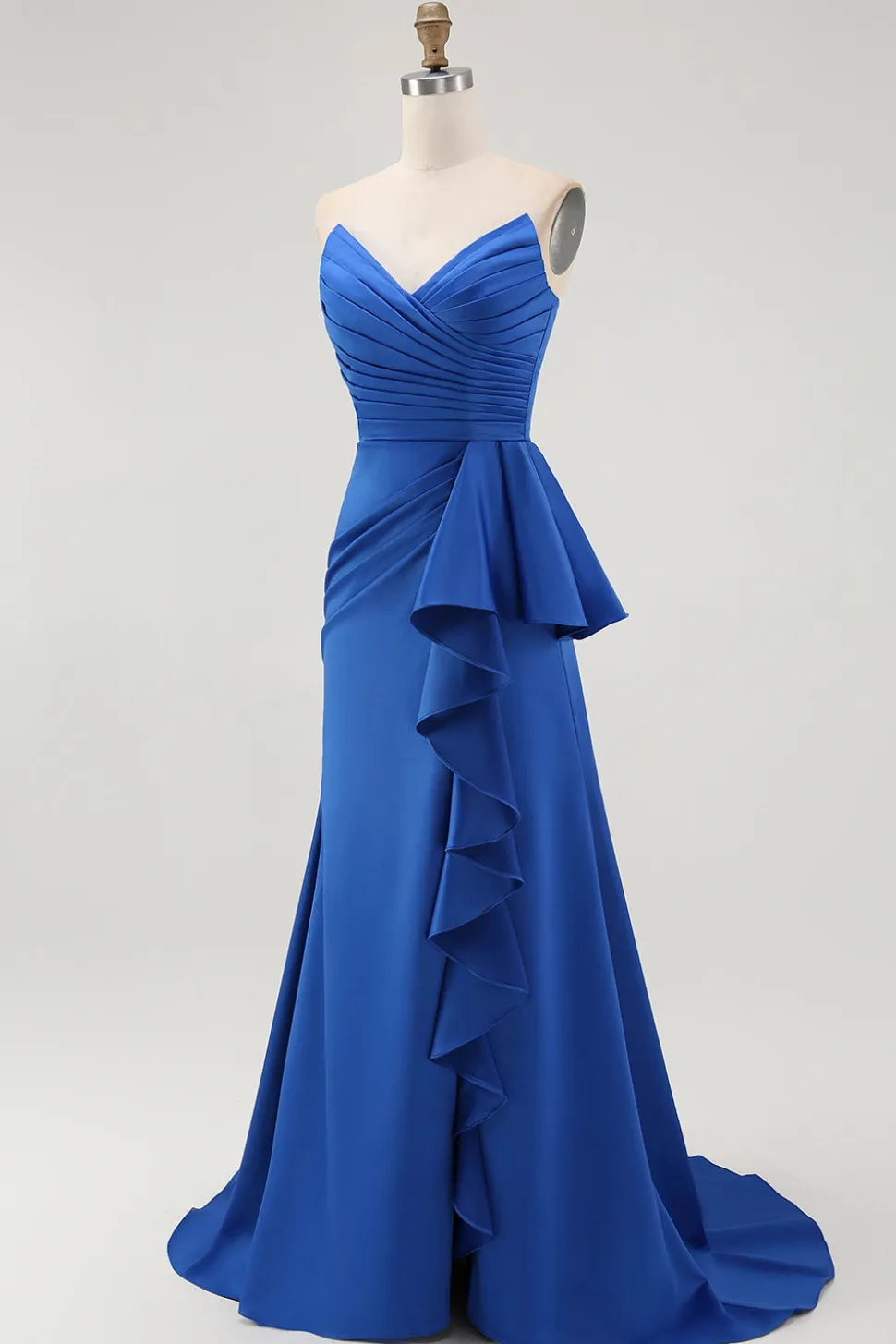 Strapless Royal Blue Sereia Prom Dress com Sash