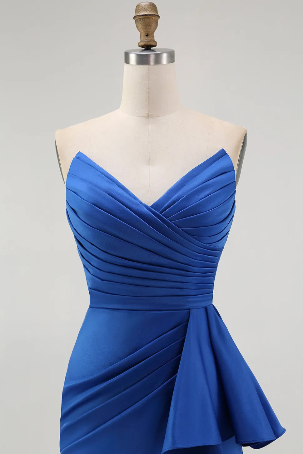 Strapless Royal Blue Sereia Prom Dress com Sash