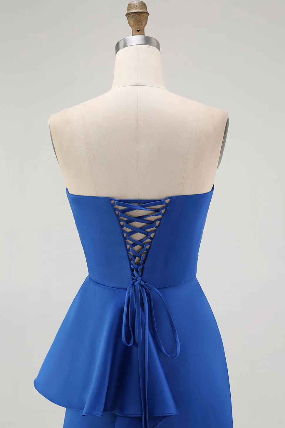 Strapless Royal Blue Sereia Prom Dress com Sash