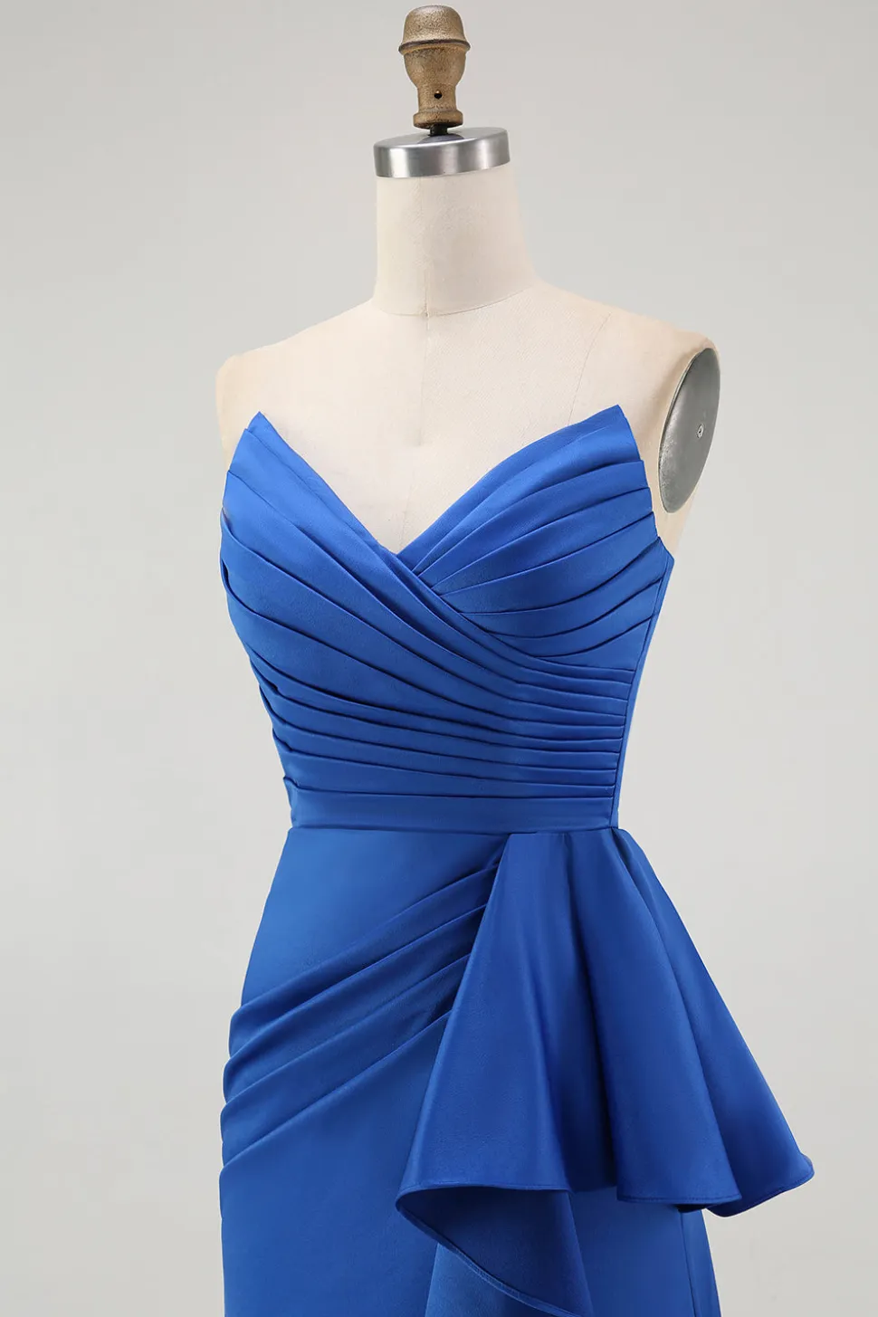 Strapless Royal Blue Sereia Prom Dress com Sash