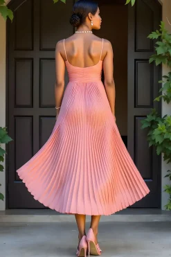 Sunset A-Line Chiffon plissado longo vestido de dama de honra
