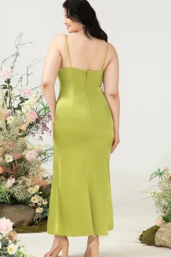 Tamanho Grande Limão Verde Vestido de Dama de Honor