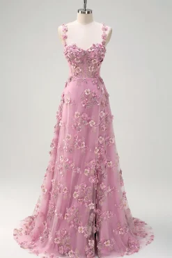 Taro Purple A-Line Fora do Ombro Applique Long Prom Dress com Fenda