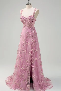 Taro Purple A-Line Fora do Ombro Applique Long Prom Dress com Fenda