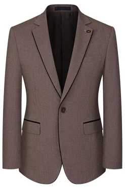 Taupe 3 Peça Slim Fit Notched Lapela Um Botão Fatos Formais Masculinos