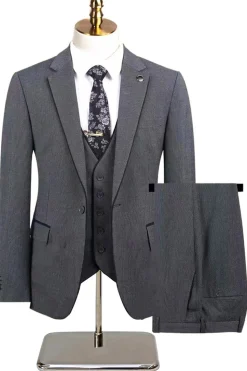 Taupe 3 Peça Slim Fit Notched Lapela Um Botão Fatos Formais Masculinos