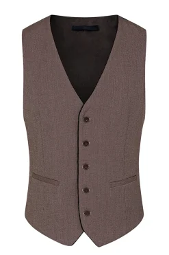 Taupe 3 Peça Slim Fit Notched Lapela Um Botão Fatos Formais Masculinos