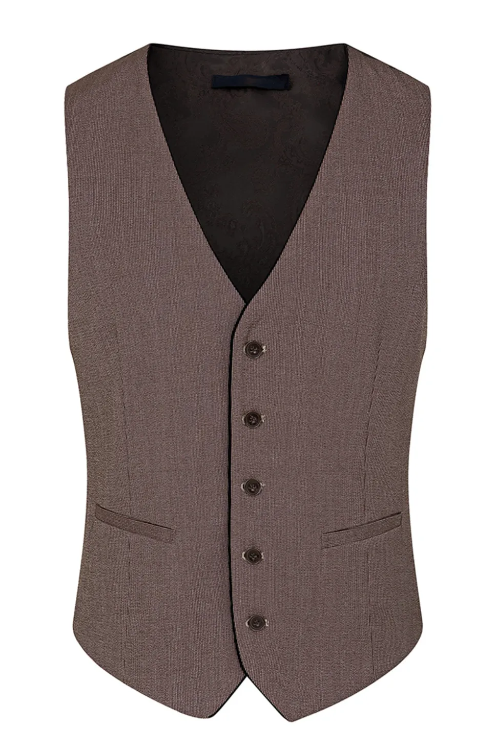 Taupe 3 Peça Slim Fit Notched Lapela Um Botão Fatos Formais Masculinos