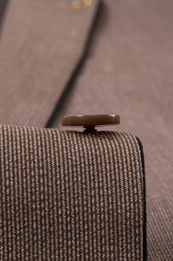 Taupe 3 Peça Slim Fit Notched Lapela Um Botão Fatos Formais Masculinos