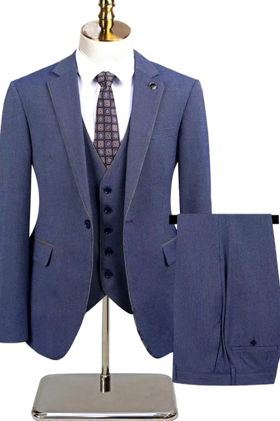 Taupe 3 Peça Slim Fit Notched Lapela Um Botão Fatos Formais Masculinos