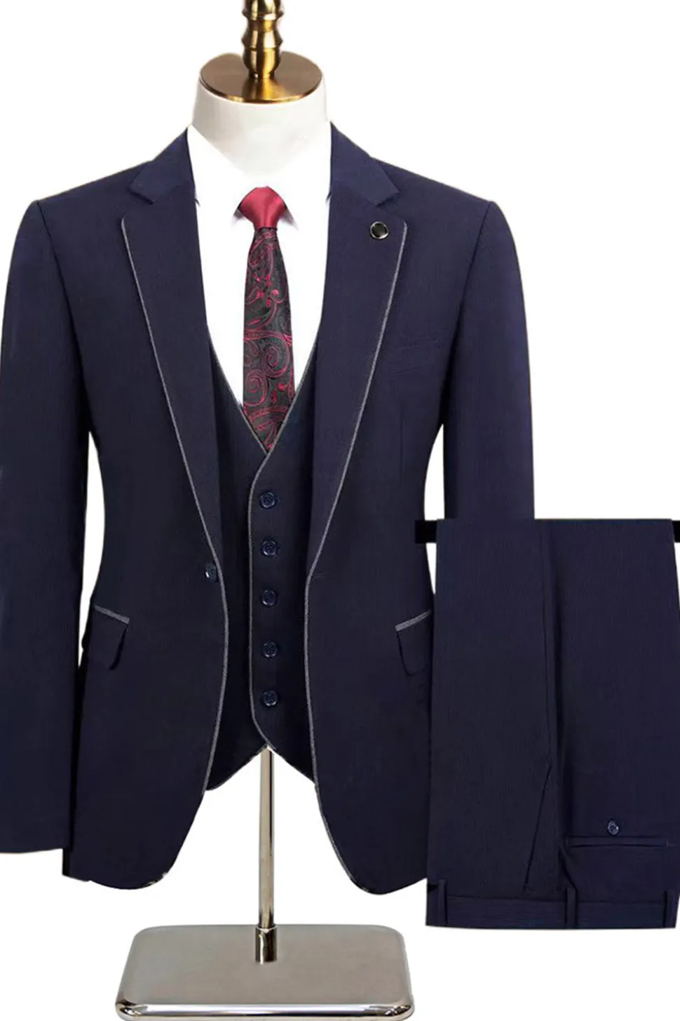 Taupe 3 Peça Slim Fit Notched Lapela Um Botão Fatos Formais Masculinos