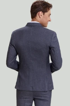 Terno cinzento pinstripe de 3 peças masculino