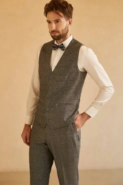 Terno de Casamento Lapela de Pico Cinza