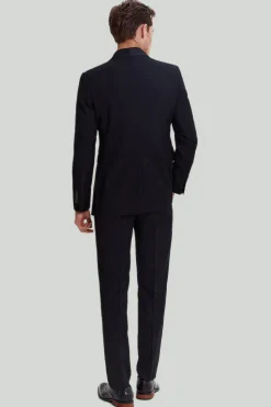 Terno de lapela masculino preto de 3 peças slim fit