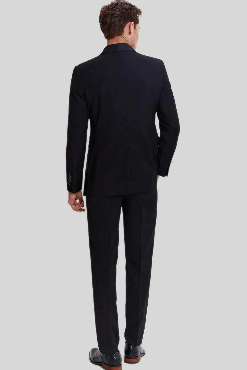 Terno de lapela masculino preto de 3 peças slim fit