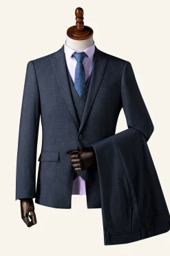 Terno Masculino 3 Peças Peito Único Azul Escuro