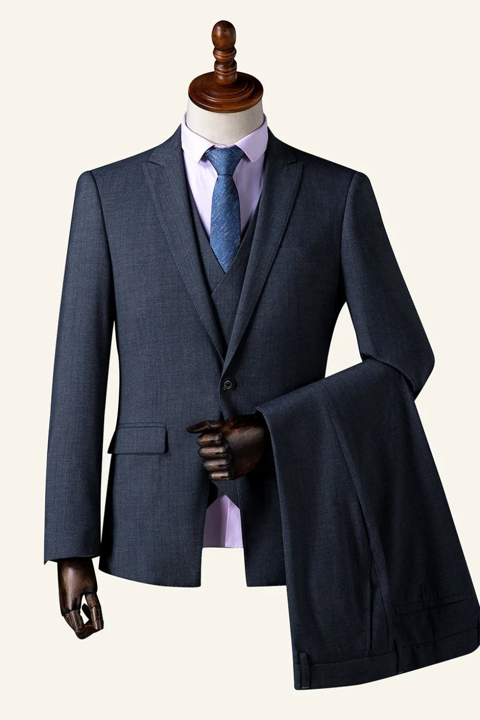 Terno Masculino 3 Peças Peito Único Azul Escuro