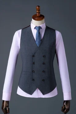 Terno Masculino 3 Peças Peito Único Azul Escuro