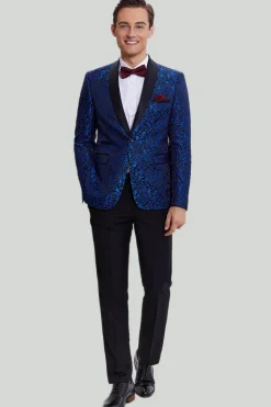 Terno masculino azul real 2 peças slim fit