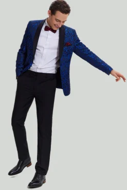 Terno masculino azul real 2 peças slim fit