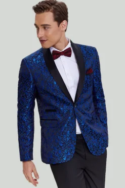 Terno masculino azul real 2 peças slim fit