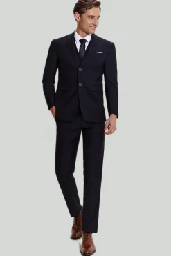 Terno preto de três peças para homens com lapela notched