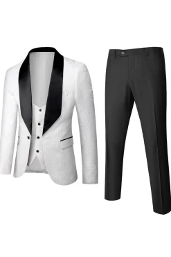 Ternos de baile 3 peça jacquard branco