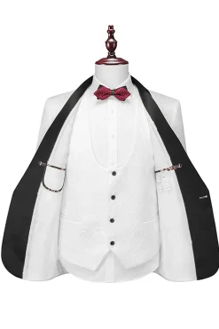 Ternos de baile 3 peça jacquard branco