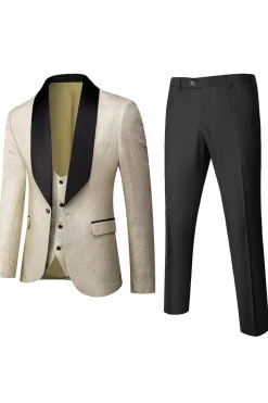 Ternos de baile 3 peça jacquard branco