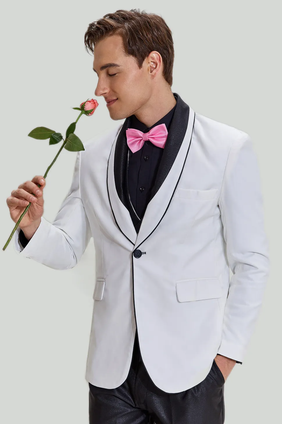 Ternos de baile lapela shawl 3 peças branco