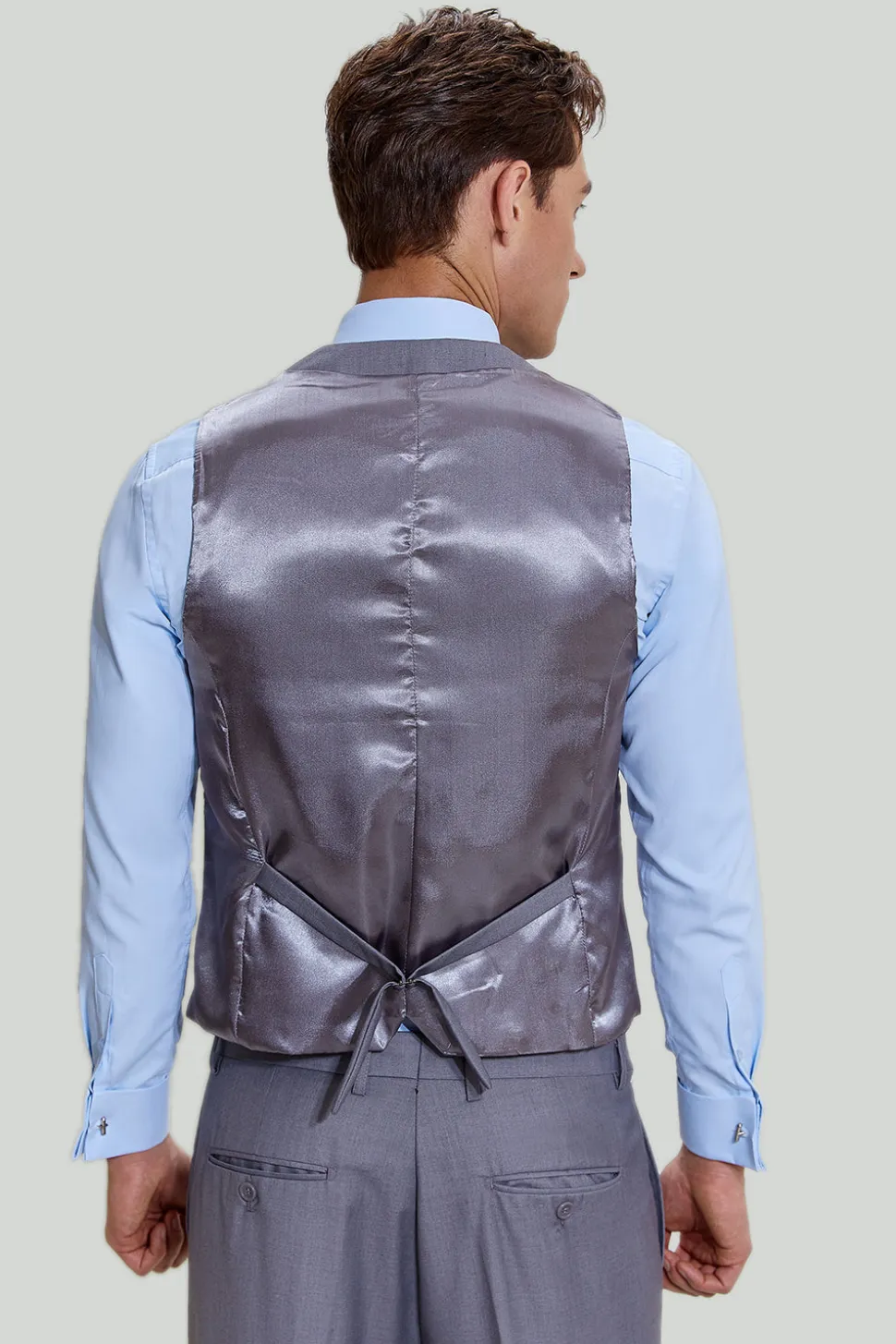 Ternos de formatura masculinos cinza de lapela entalhadas de 3 peças