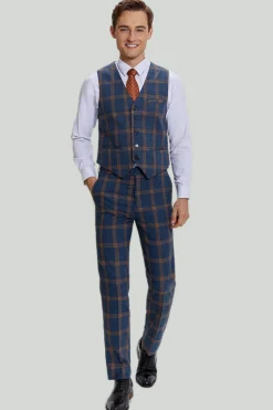 Ternos de formatura masculinos cinza azul 3 peças xadrez entalhado com lapela