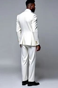 Texturizado Single Breasted Slim Fit 2 peças Fato de Festa branco