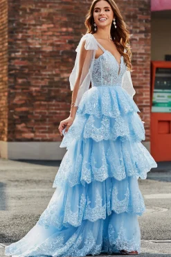 Tiered Tulle Querida Gravata Borboleta Correias Vestido de Baile de Lantejoulas com Apliques