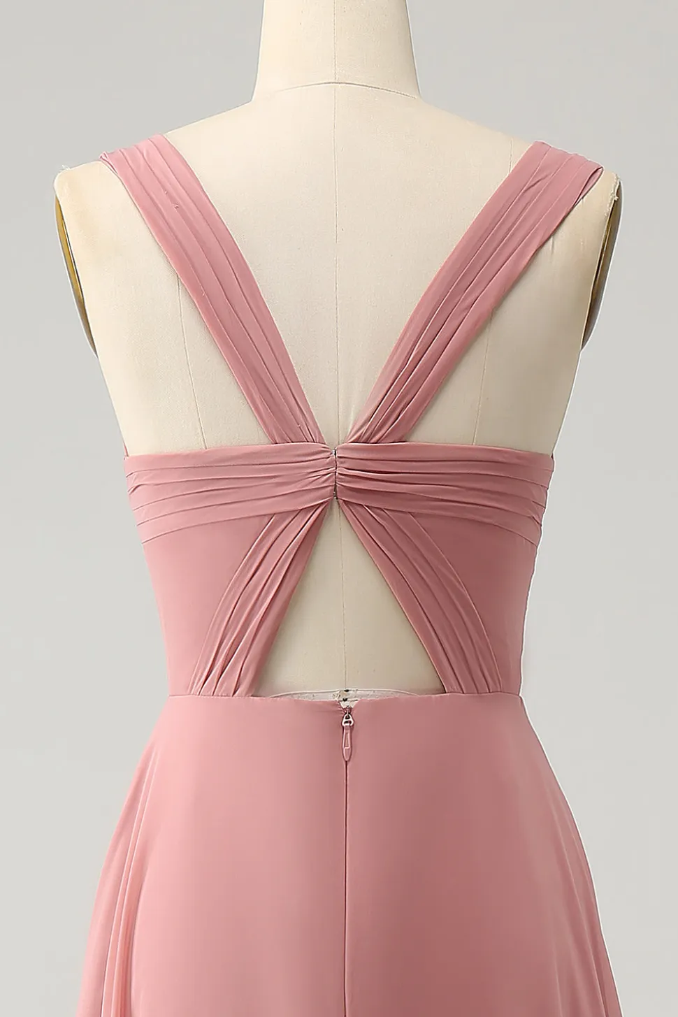 Tijolo Vermelho Uma Linha Esparguete Alças Longo Vestido de Dama de Honra com Fenda