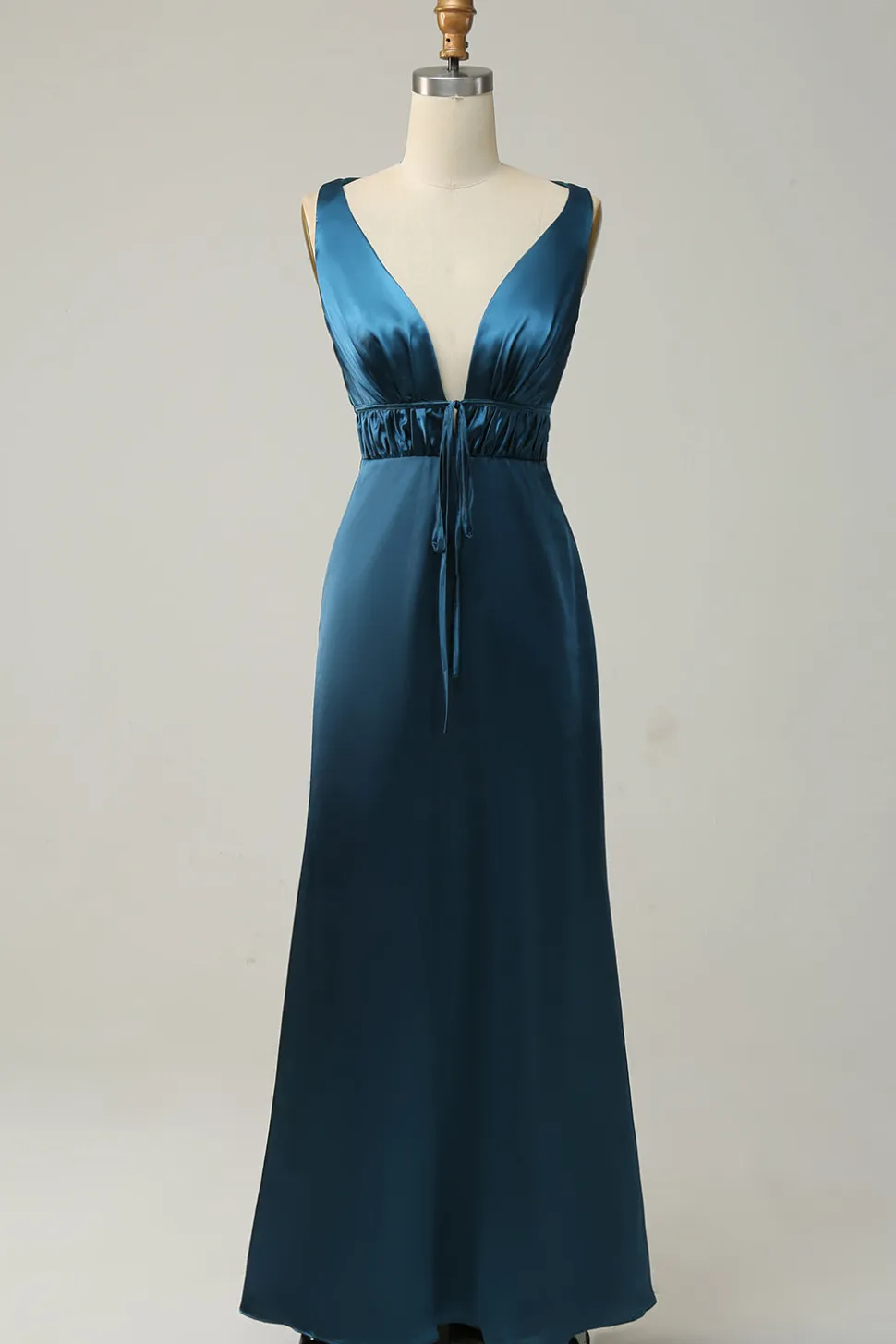 Tinta Azul Cetim Vestido de Dama de Honor