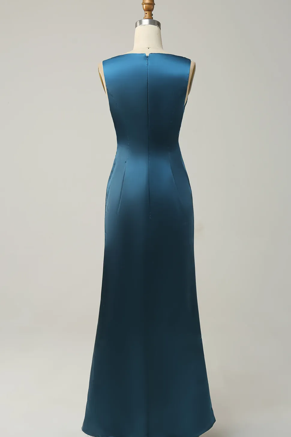 Tinta Azul Cetim Vestido de Dama de Honor